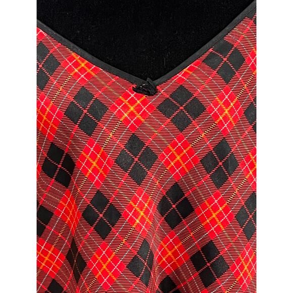 Red Plaid Satin Cami Top Size Medium Y2K Grunge Punk Spaghetti Strap - Picture 3 of 8